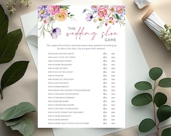 Floral Wedding shoe game Printable couples shower game, wedding shower game, spring Bachelorette party Floral bridal shower shoe game