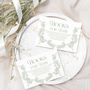 Toile-boeken voor babykaart Jongen en meisje Saliegroen babyshowergames Breng een boek mee in plaats van een kaart boekverzoek, Chinoiserie-babybibliotheekkaart