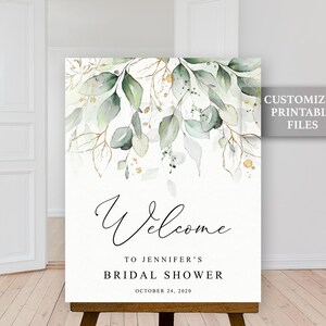 Greenery Welcome Sign Bridal Shower Welcome Sign PRINTABLE - Etsy