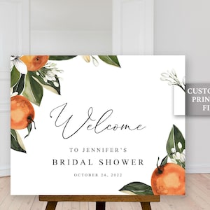 Orange welcome sign bridal shower citrus welcome poster, orange citrus bridal shower decoration, citrus party decor