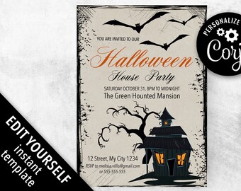 Halloween Invitation Adult halloween party invitation template, Spooktacular house costume party invite  Haunted house Halloween Invitation