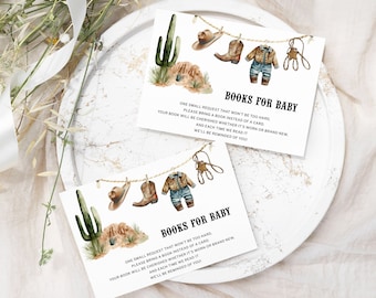 Cowboy books for baby card Western baby shower game Bring a book instead of card Rodeo Wild west baby shower book request