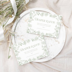 Windel-Verlosung Salbei grün toile Baby Shower Spiel Printable, Junge Mädchen Chinoiserie Baby-Dusche-Windel-Verlosung
