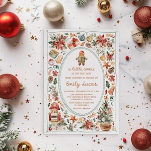 Little cookie baby shower Invitation, Gingerbread Christmas Theme, Winter shower invite