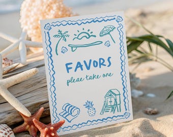 Baby on Board Favors Sign: Boy Beach Baby shower Decor Printable Digital Download