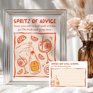 Spritz of Advice Brautpartyschild, Aperol spritz Brautpartydekor, Sommerliebe beim ersten Spritz Hinweis und gute Wünsche