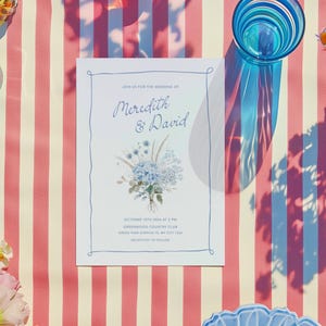 Blue Hydrangea wedding invitation, Garden wedding party, Cottagecore floral invite, Editable template