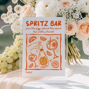 Spritz Bar Zeichen Italienisches Aperol Spritz Dekor Italienisches Cocktail-Etiketten-Etiketten Aufschrift Aperol Partydeko, Baby-Dusche-Tischschild Hochzeit Zeichen