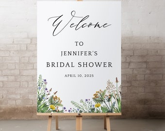 Wildflower bridal shower Welcome Sign Printable welcome to bridal shower sign template wildflower welcome sign decor