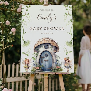 Letrero de bienvenida para baby shower de hadas, decoración con chispas para bebés, cartel de bienvenida para jardín de bosque encantado de hadas