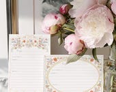 Floral Recipe Card: Love in Bloom Bridal Shower, Pastel wildflower Theme (Editable Template)