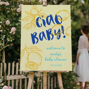 Zitrone Willkommensschild Italienisches Babyparty Citrus Citrus Citrus Dekor, Ciao Ciao Ciao Citrus Citrus Blumen Deko, Babyparty Dekor