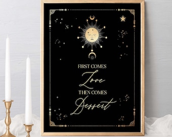 Dessert Bar Sign Celestial wedding sign Printable galaxy bridal shower sign, Sun moon star table sign decor, tarot Wedding decoration