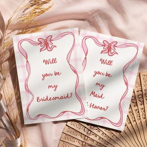 Set handgetekende kaarten met huwelijksaanzoek Afdrukbaar Wil je mijn bruidsmeisje zijn; Bruidsmeisje, bruidsmeisje, kaart bloemenmeisje, geïllustreerd