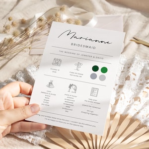 Bridesmaid Info card Bridesmaid proposal card template, Maid of honor info card, Bridal party information card