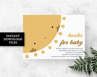 Sun Books for Baby card Sunshine baby shower Book Request Card PRINTABLE, Bring a Book card Boy little sunshine party games