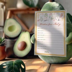 Tarjeta de deseos para bebé Juegos para baby shower de cultivo local Frutas y verduras Baby shower de niño y niña en el mercado de agricultores Tarjeta de deseos para bebé