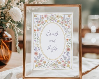 Cards and gifts sign Floral baby shower sign Baby in Bloom shower decor, Spring Bridal shower table sign. Floral wedding signage