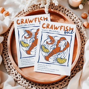 Crawfish boil invitation Seafood boil Birthday party invitation, Nautical Coastal Dinner party invite, summer Seafood birthday invite