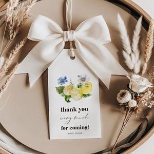 Lemon Thank you Tag Citrus favor tags Blue floral Italian baby shower decor Italian Lemon bridal shower, Birthday favor tags