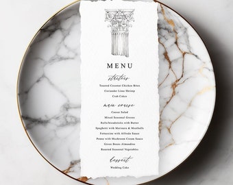 Minimalist wedding menu template, Modern wedding dinner menu cards, Reception dinner menu editable DIY menu cards