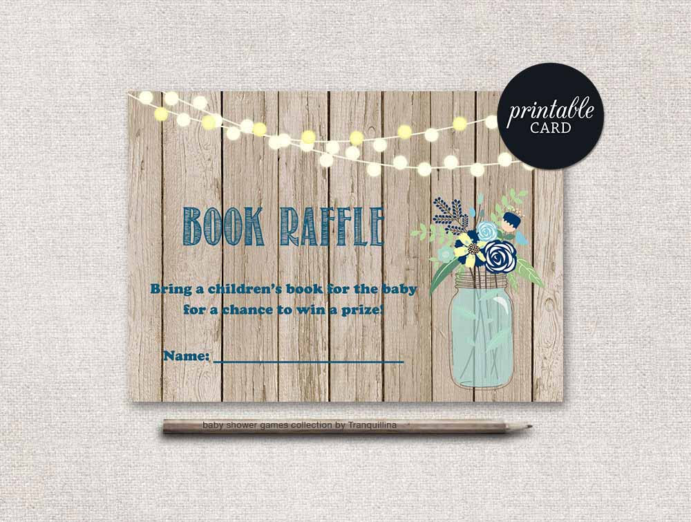 Book Raffle Ticket Printable Baby Shower Book Raffle Card Etsy