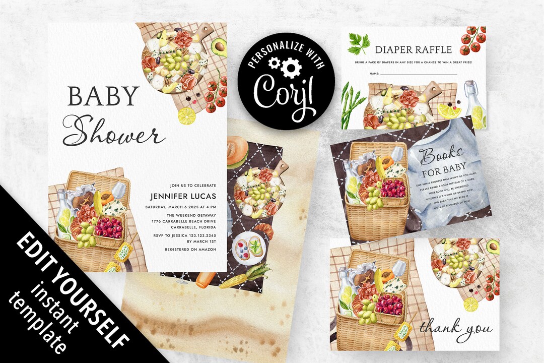 Beach Picnic Baby Shower Invitation Gender Neutral Baby Shower Etsy