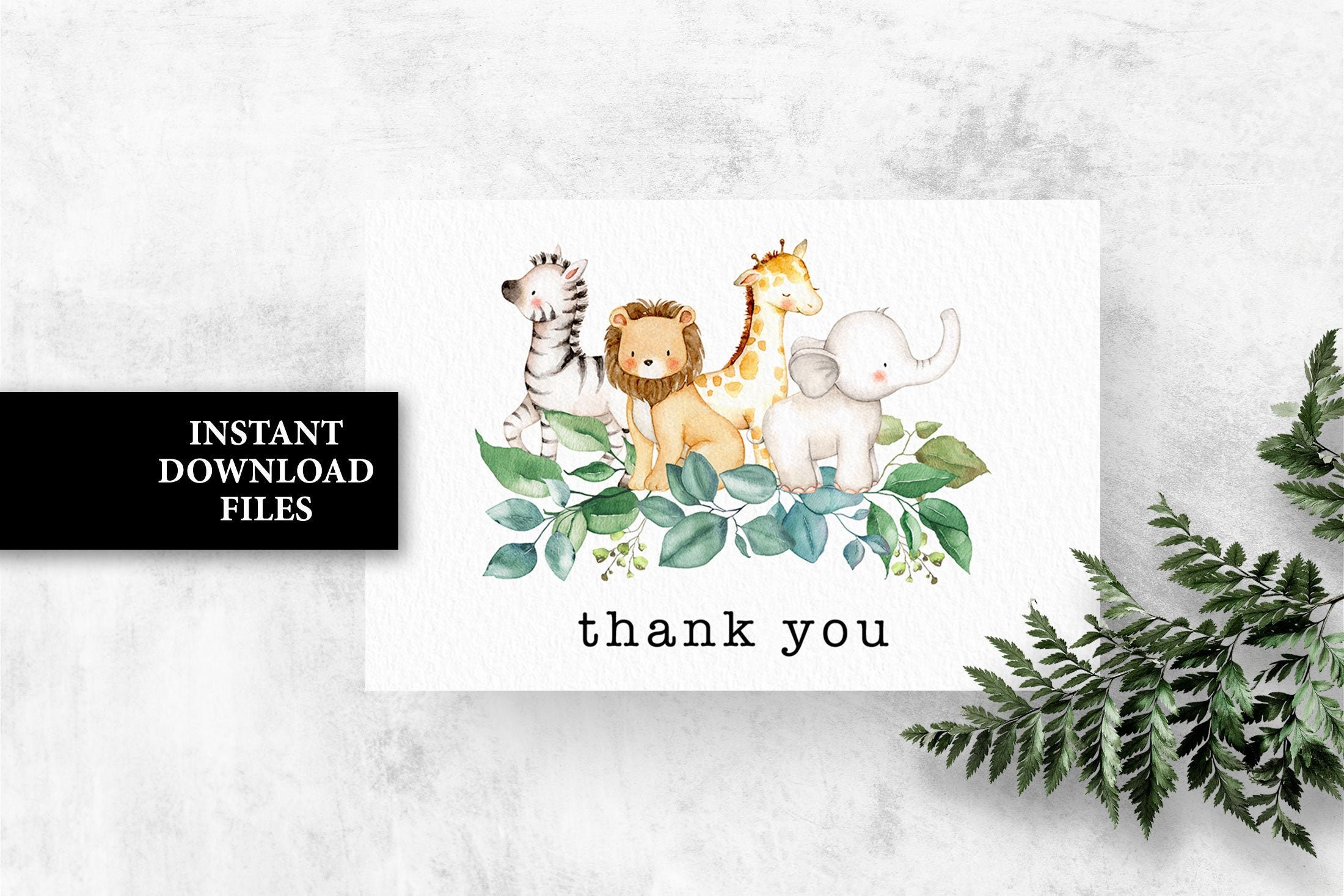 Jungle thank you cards safari Baby Shower Thank you Card Etsy