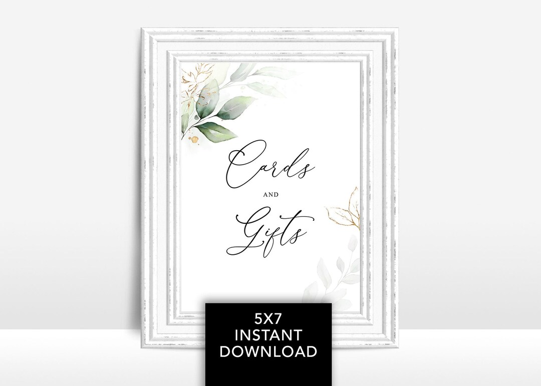 Cards and Gifts Sign Greenery Wedding Sign Printable Green - Etsy