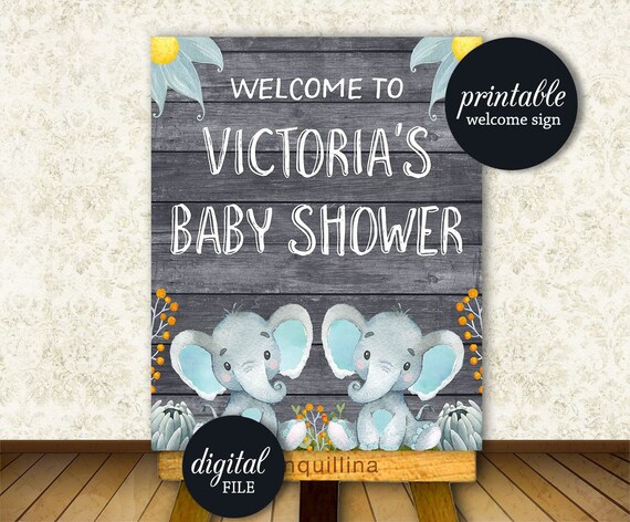 Twin Boys Baby Shower Welcome Sign Printable Twins Baby Etsy