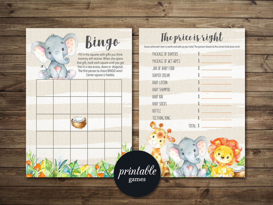 Jungle Baby Shower Games Printable Safari Animals Baby Shower - Etsy