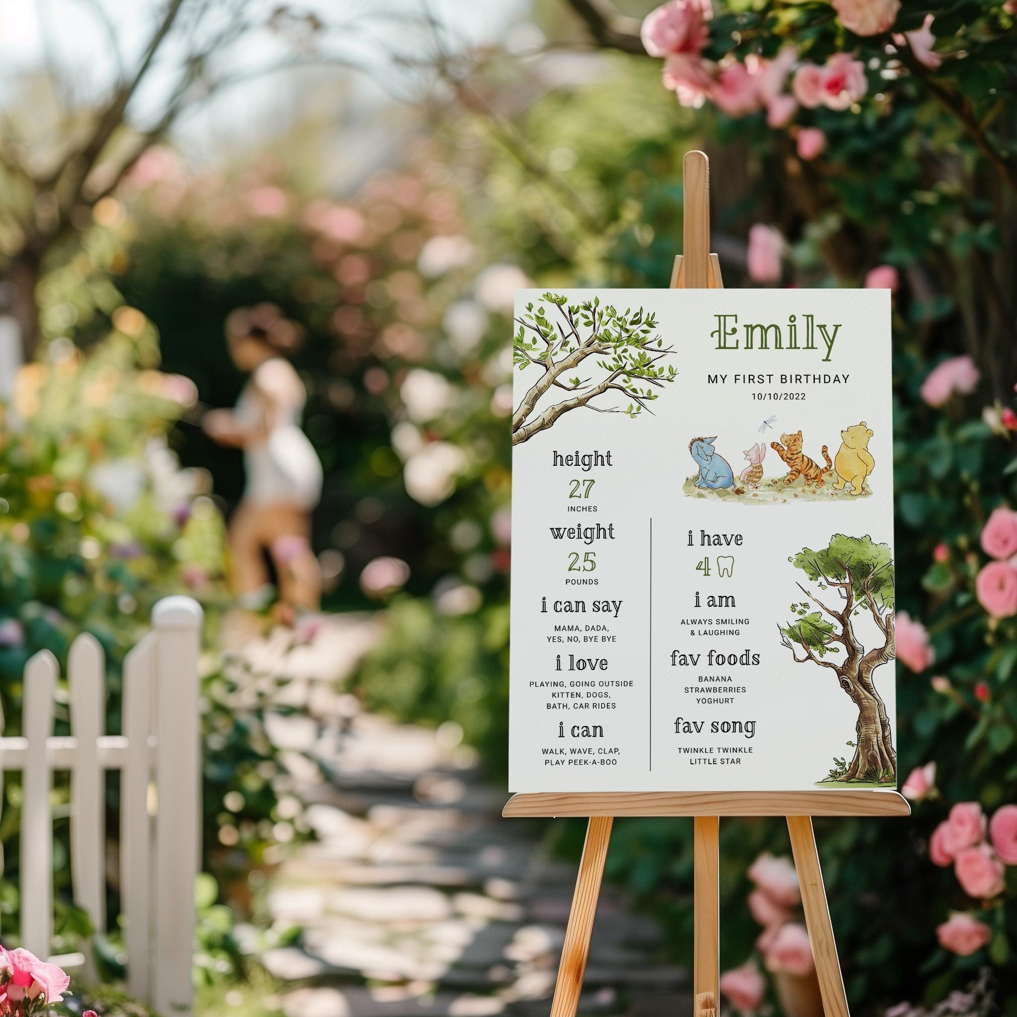 Winnie the Pooh milestone board Neutral girl boy Milestone poster template, Winnie the pooh 1st birthday decor