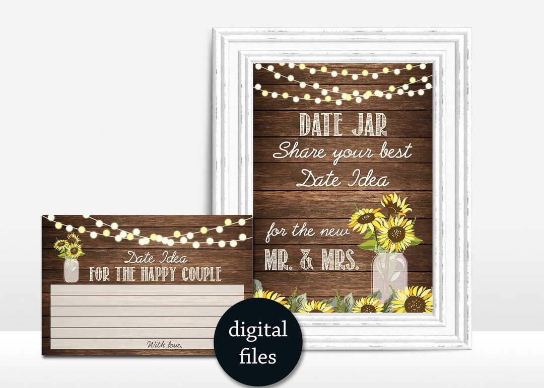 Date Jar Sign Printable Bridal Shower Game Rustic Date Jar - Etsy
