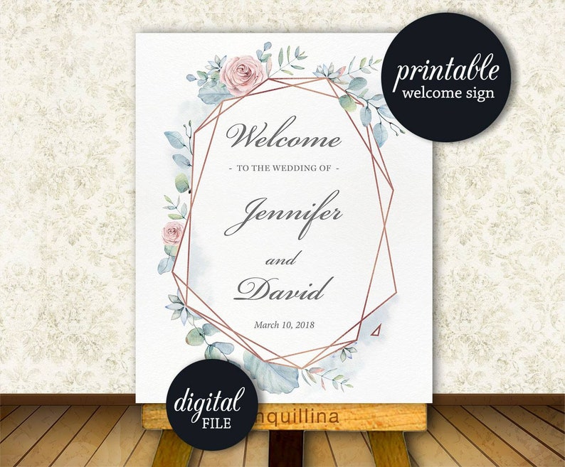 Wedding Program Printable Pink dusty blue floral Wedding Ceremony Program card Printable Program Wedding Schedule