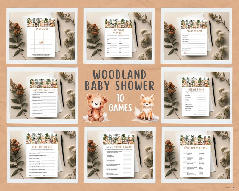 Winter Woodland Baby Shower Invitation Girl or Boy Woodland Animals