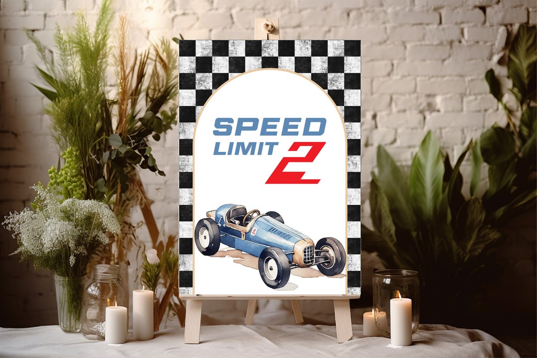 Speed Limit 2 Race Car Birthday Sign Two Fast Birthday Decor - Etsy