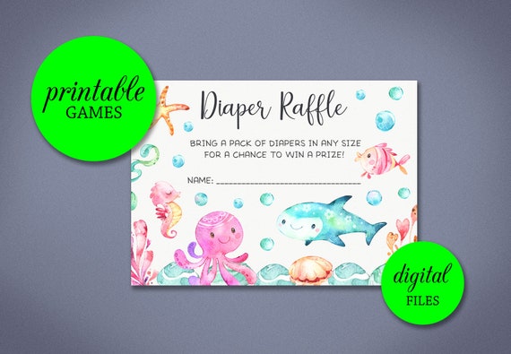 Set Of 50 Blue Under The Sea Baby Shower Raffle Game Boys Under The Sea Baby Shower Diaper Raffle Tickets Sea Creatures Baby Shower Supplies Handmade Products Decorations