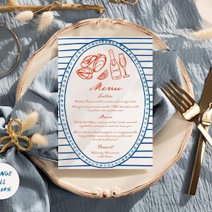 Menu de mariage nautique Répétition d'été, thème Rôti d'huîtres, menu de mariage sur la plage côtière et menu d'anniversaire de fruits de mer