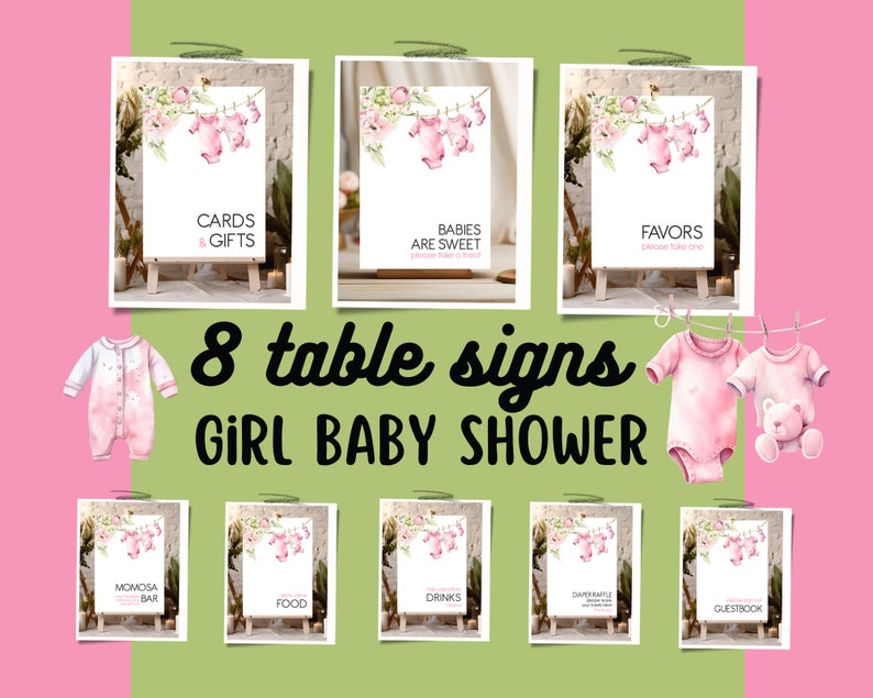 Baby Wishes Card Girl Baby Shower Game Pink Baby Clothes Baby Shower
