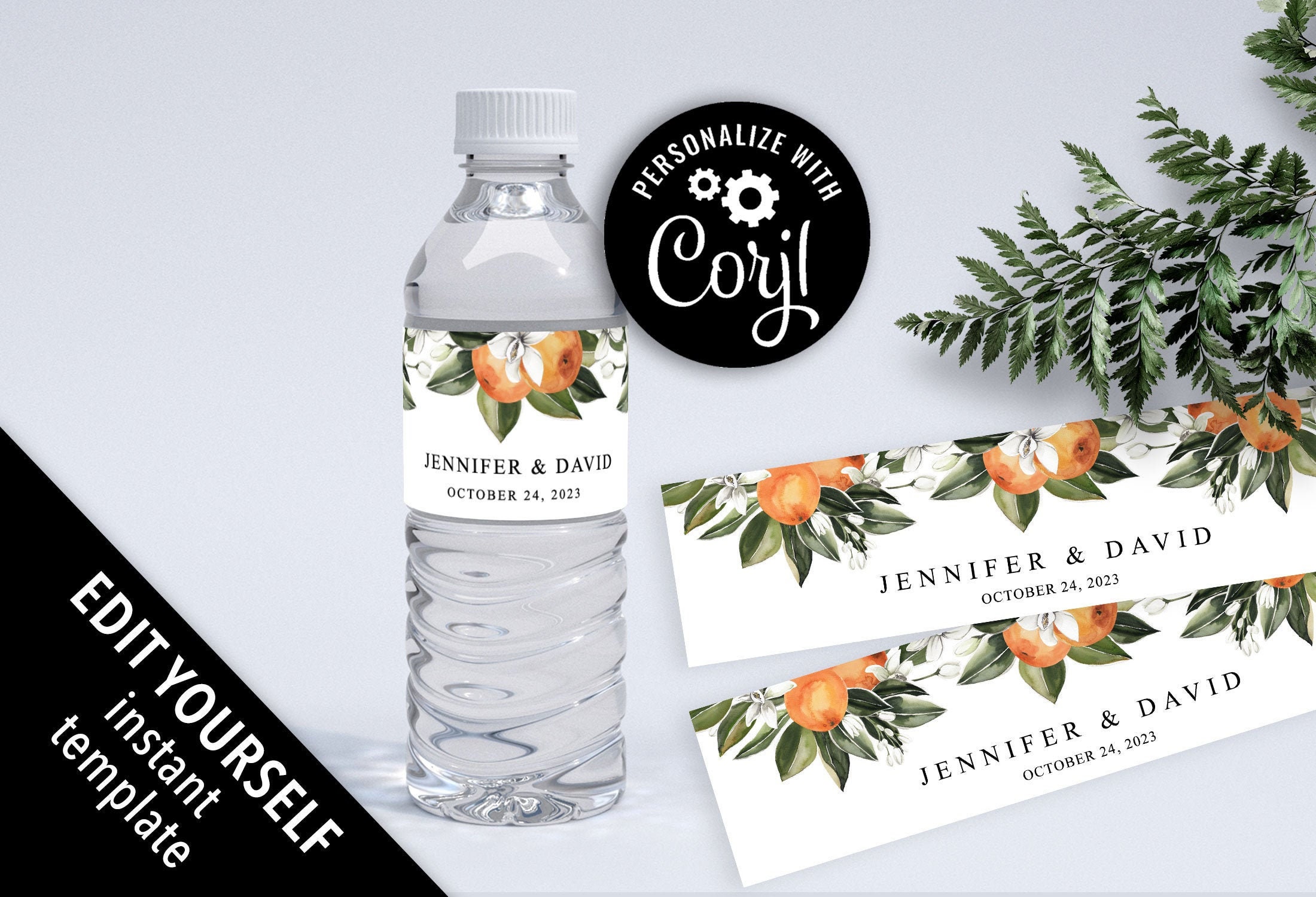 Cutie baby shower water bottle labels template A little cutie is on the way Citrus baby shower decor oranges Birthday water