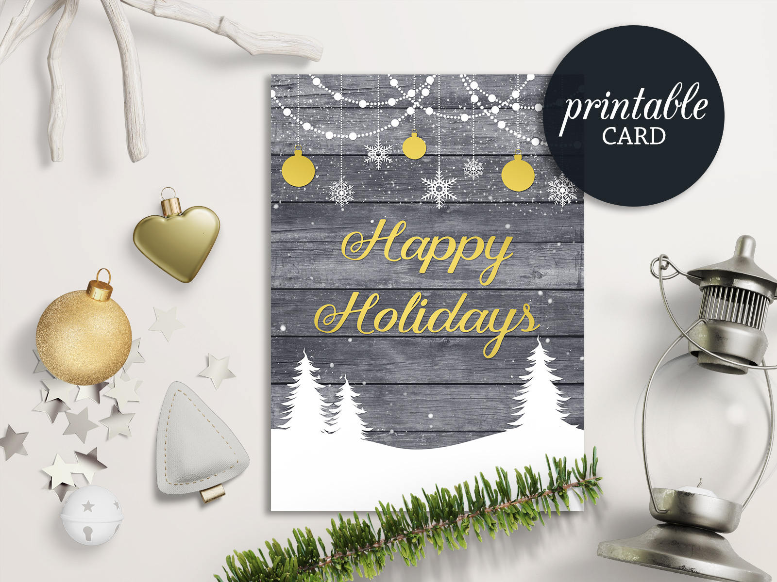 Printable Holiday Card: Happy Holidays Christmas Card Rustic - Etsy printable-holiday-card-happy-holidays-christmas-card-rustic-etsy
