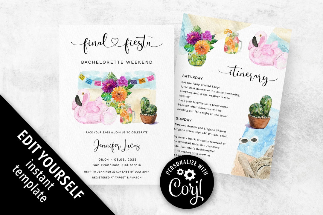 Final Fiesta Bachelorette Invitation Pool Party Bachelorette - Etsy