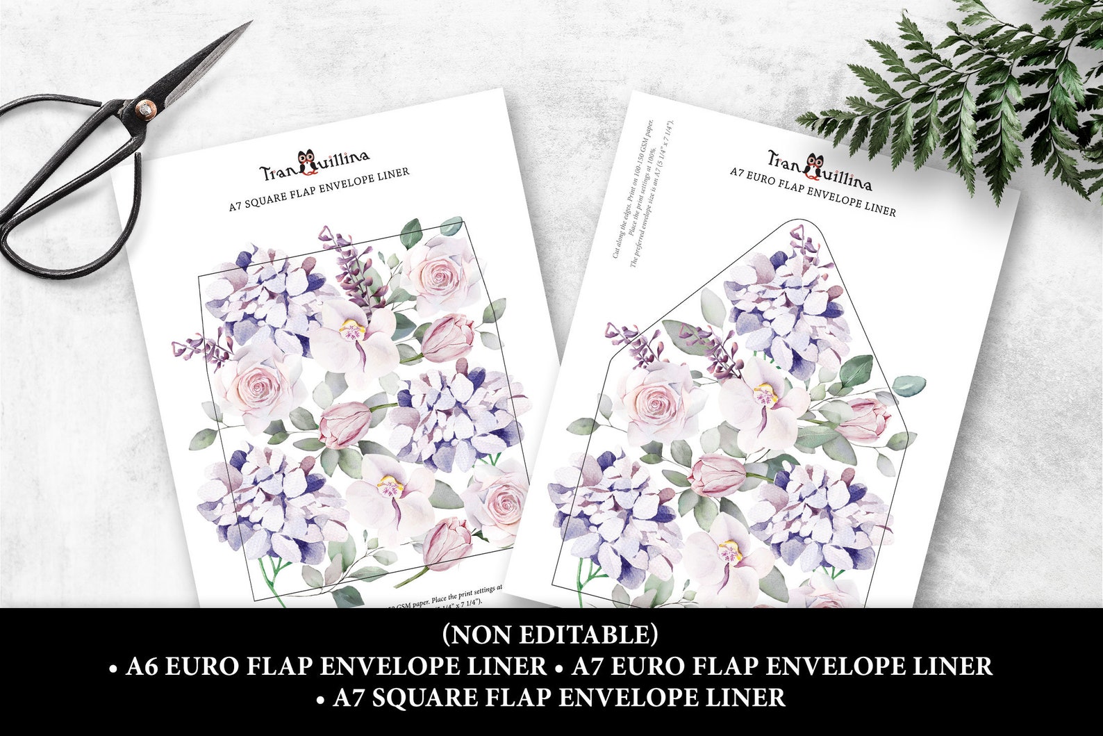 Envelope Liner Template Printable Download A6 A7 Euro Flap Etsy