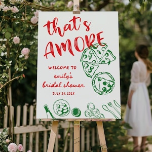 Pizza Bridal shower welcome sign That&#39;s amore Bridal shower sign, Italian bridal shower theme Handwritten Hand drawn Pizza party decor
