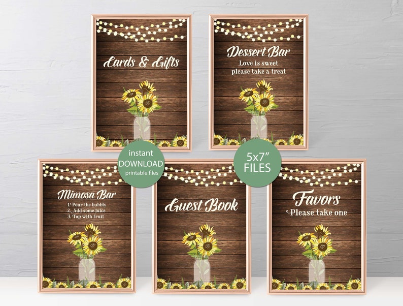Sunflower Guest Book Sign Printable Wedding Sign Rustic Etsy