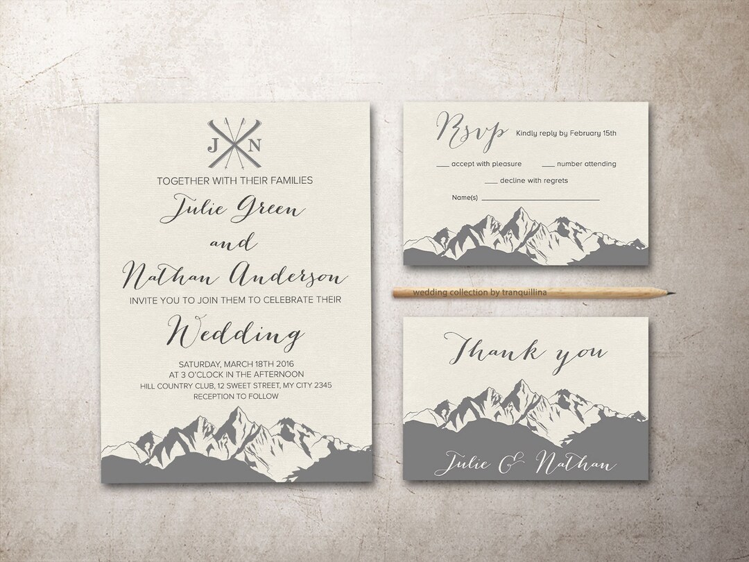 Mountain Wedding Invitation Printable Winter Wedding - Etsy