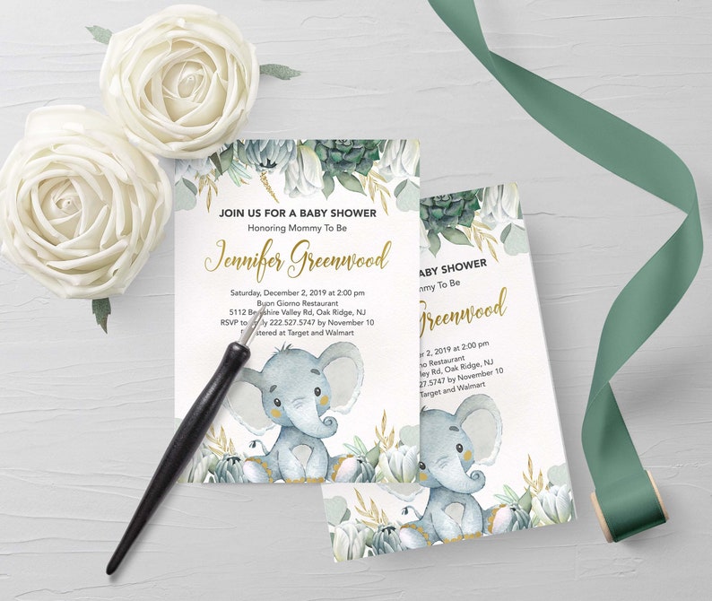 Elephant Baby Shower Invitation Boy Or Girl Baby Shower Etsy