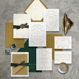 Baroque wedding invitation Suite Regency era wedding invite Victorian Gold chinoiserie wedding invite Bundle