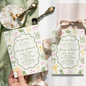 Italienische Hochzeitseinladung mit Zitronen-Motiv, handgeschriebene Hochzeitseinladung von Hand gezeichnet