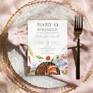 Baby-Q sprinkle invitation Backyard BBQ baby sprinkle invite neutral Girl Boy Picnic Barbecue sprinkle invitation